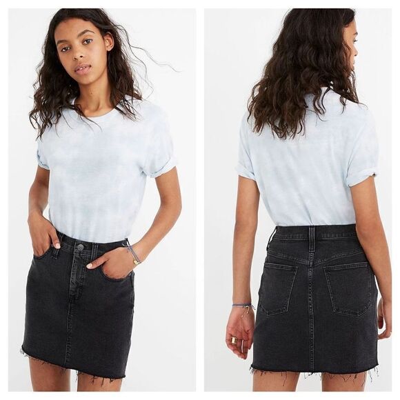 Madewell Stretch Denim Straight Mini Skirt in Ashcraft Wash: Raw-Hemmed Edition - Picture 1 of 9